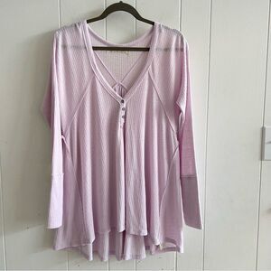 Free People We The Free Oversized Citrine Textured Thermal Long Sleeve Top